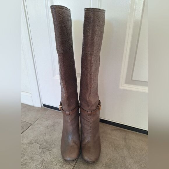 Tory Burch Gray Leather Tall Boots size 6.5 M - Picture 1 of 15